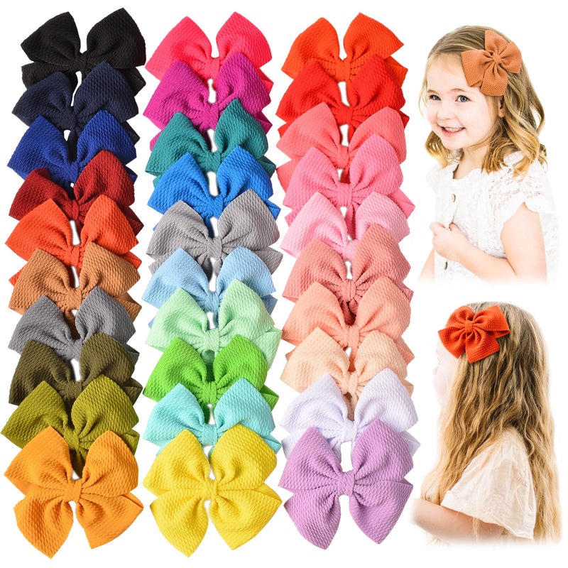 Prohouse 30 PCS Baby Girls Hair Bows Clips Barrettes Waffle Hair Accessories with Alligator Clip for Babies Girl Infant Toddlers Kids Teens - Image 1